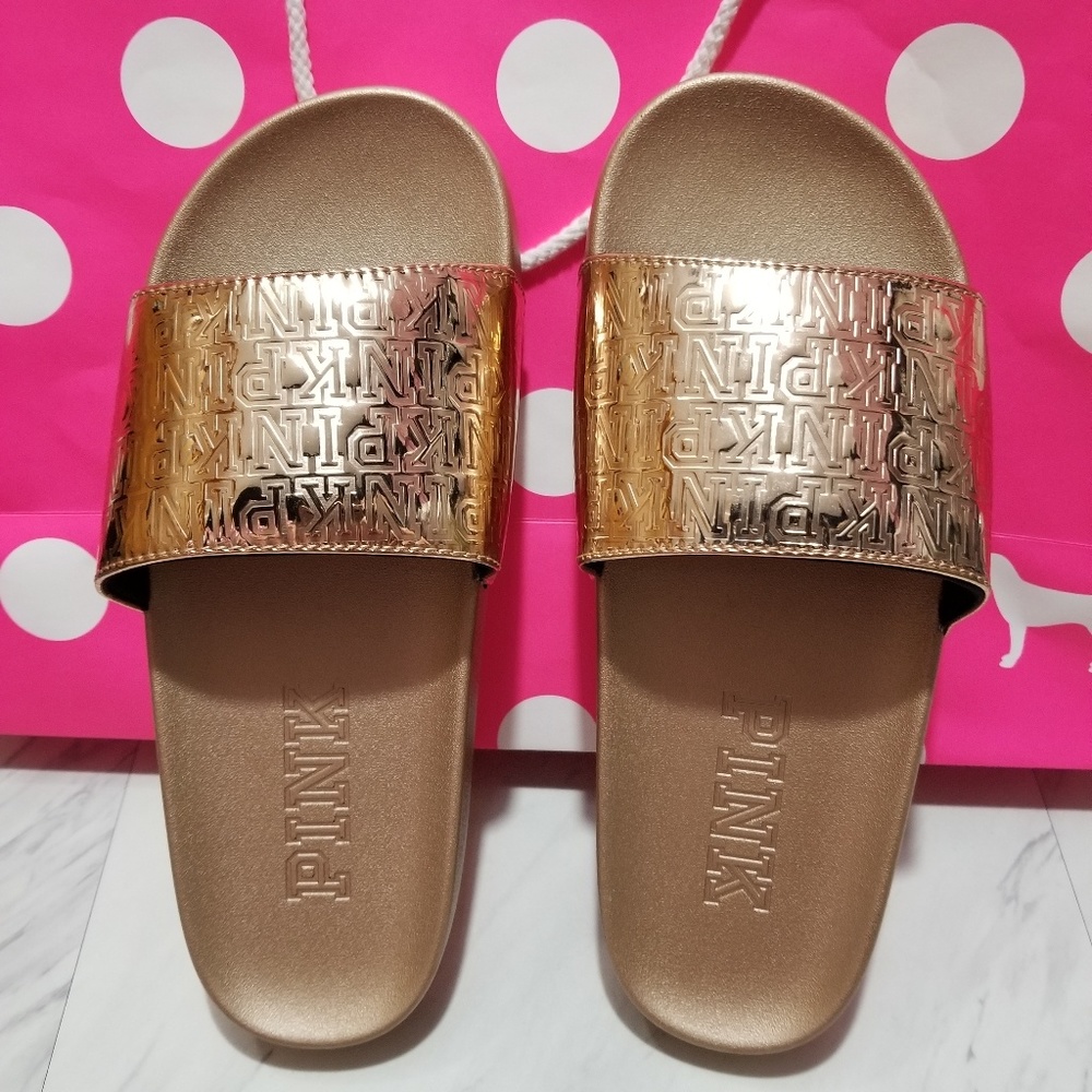 BRAND NEW!  PINK VS SINGLE STRAP SLIDES - Picture 3 of 6